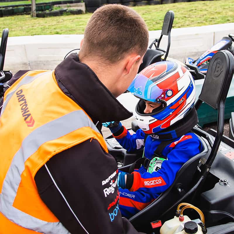 Racing on adult go kart track for the first time